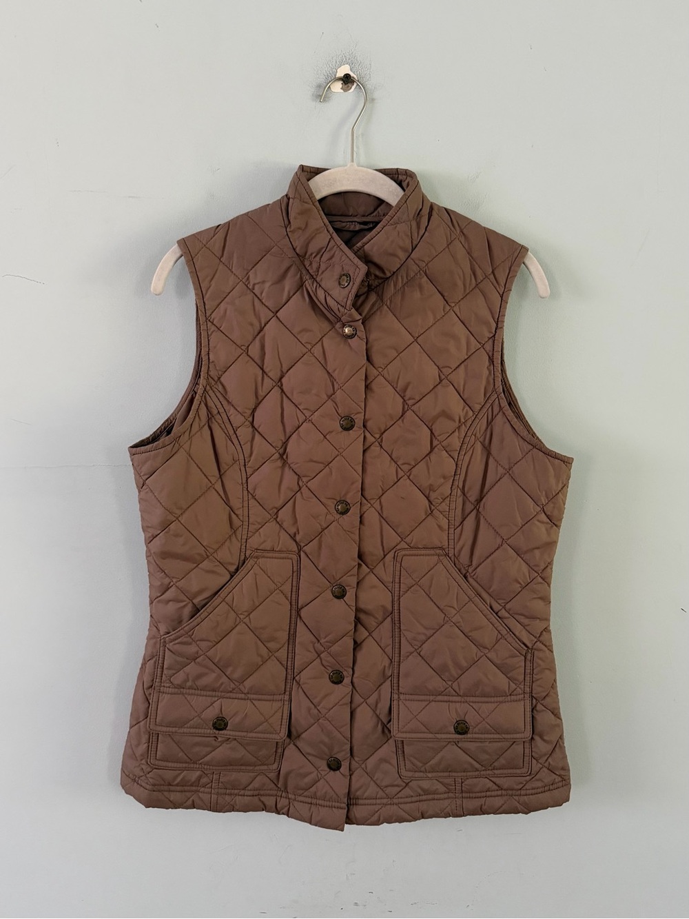 C.C. Filson Co. Quilted Taupe Brown Riding Vest